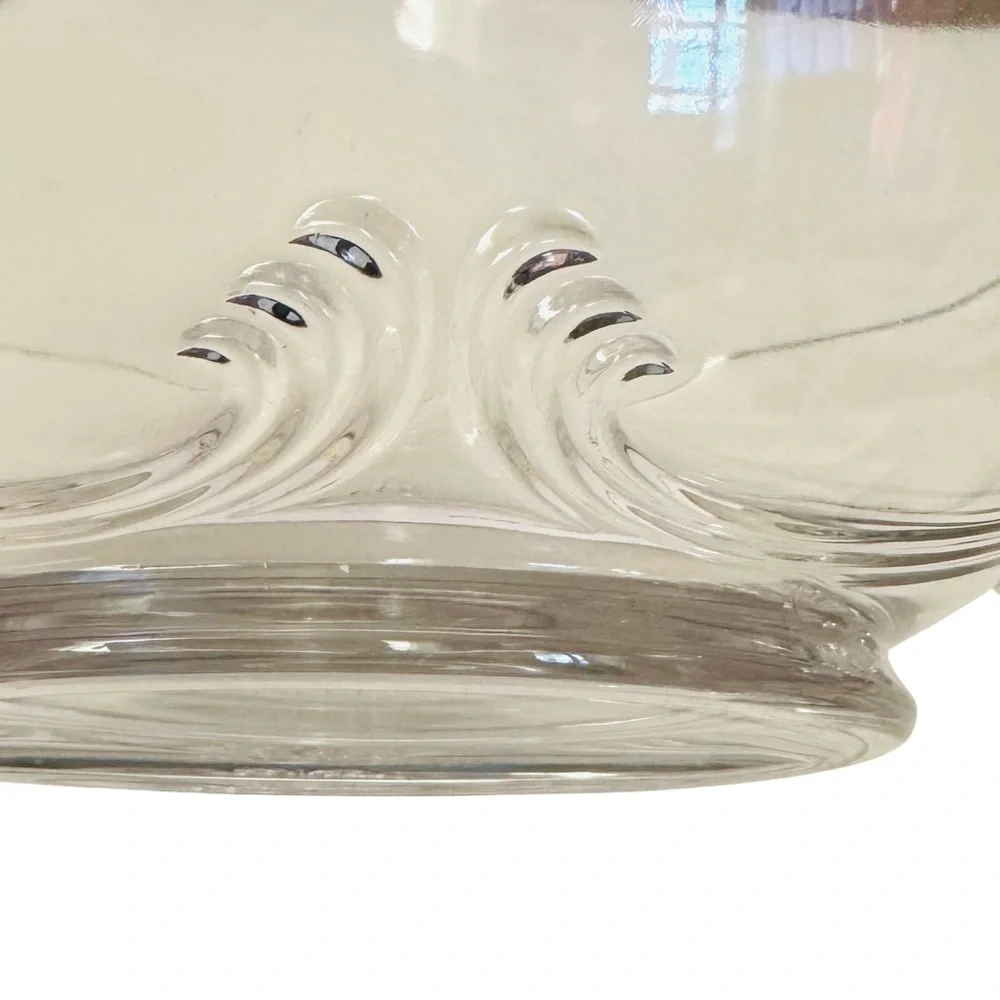 VTG  Fostoria Glass Baroque Winged rooster Tail Handled Oval Bowl Centerpiece